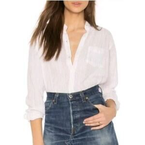 Rails Charli Oahu Rainbow Lurex Metallic Stripe Button Up Blouse‎ Small Linen